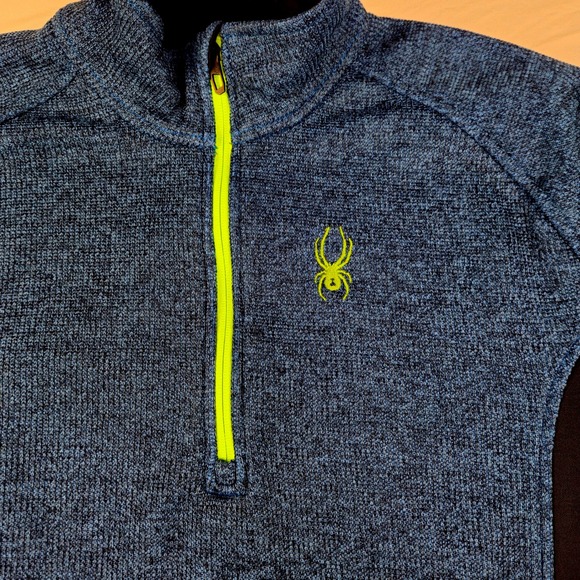 Spyder Men's Blue Black 1/4 Zip Fleece Pullover Athletic Sweater XL - Picture 2 of 8